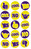 Neon Sticker, Motiv Bluttons, rund, neon, gelb, lila, weiß, 15 Motive, 30 Stück