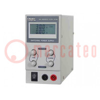 Power supply: laboratory; switching,single-channel; 0÷30VDC