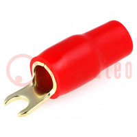 Connettore: a forchetta; M4; 20mm2; dorato; isolata; rosso