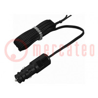 Cigarette lighter socket extension cord; cables; 20A; black