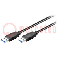 Kabel; Cross,USB 3.0; USB A-Stecker,beiderseitig; 1,8m; schwarz