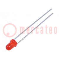 LED; 3mm; red; 250mcd; 40°; Front: convex; 1.7÷2.5V; No.of term: 2