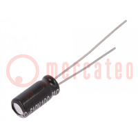 Capacitor: electrolytic; THT; 100uF; 10VDC; Ø5x11mm; Pitch: 2mm