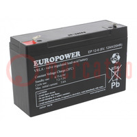 Re-battery: acid-lead; 6V; 12Ah; AGM; maintenance-free; EP