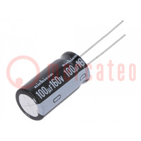 Capacitor: electrolytic; THT; 100uF; 160VDC; Ø12.5x25mm; Pitch: 5mm