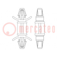 Espacement pour PCB; polyamide 66; Long: 11,1mm; cliquet/cliquet