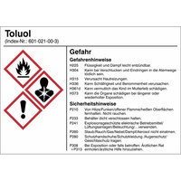 Gefahrstoffetiketten zur Behälterkennzeichnung, Folie, 10,5 x 7,4 Version: 20 - G020: Toluol