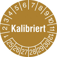 Prüfplaketten - Kalibriert in Jahresfarbe, 40 Stk/Bogen, 1,50cm Version: 25-30 - Prüfplakette - Kalibriert 25-30