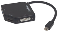 Manhattan 207720 video átalakító kábel 0,25 M Mini DisplayPort DVI-I + VGA (D-Sub) + HDMI Fekete