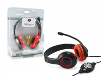 Conceptronic CCHATSTARU2R hoofdtelefoon/headset Bedraad Hoofdband Oproepen/muziek USB Type-A Rood