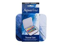 Aquarell Daler-Rowney Aquafine Mini Travel Set 24 halbe Näpfe, ideal für in die Tasche, mit einer herausnehmbaren Palette