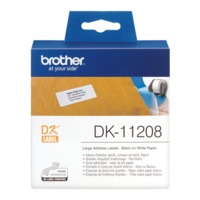 BROTHER Etikett címke DK-11208, Nagy etikett címke, Elővágott (stancolt), Fehér alapon fekete, 400 db