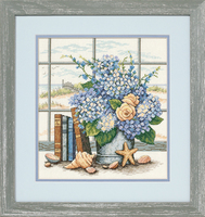 Counted Cross Stitch Kit: Hydrangeas and Shells