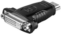 HDMI™/DVI-D-Adapter, vernickelt, HDMI™-Stecker (Typ A), Schwarz - HDMI™-Stecker (Typ A) > DVI-D-Buch