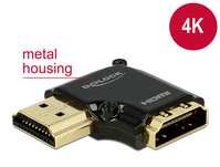 Adapter High Speed HDMI mit Ethernet – HDMI-A Buchse an HDMI-A Stecker 4K 90° gewinkelt links schwar