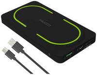 ProUser Wireless powerbank 10000 mAh Quick Charge 3.0, Power Delivery 3.0 Lítiumion Fekete-zöld egyidejű töltés és kisütés, állapotjelző