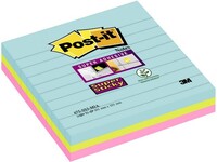 Post-it® Super Sticky Notes Miami kleuren XL, Gelinieerd, 101 x 101 mm (pak 3 stuks)
