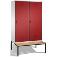 EVOLO cloakroom locker, with bench, door for 2 compartments