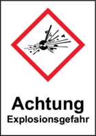 Gefahrenpiktogramm - Achtung<br>Explosionsgefahr, Rot/Schwarz, 18.5 x 13.1 cm