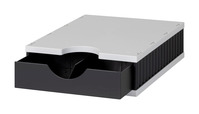 styrodoc uno SET, 1 Fach, schwarz / grau und 1 System-Schublade schwarz mit Stegen