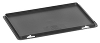 fetra® Scharnier-Deckel, für Eurokasten L x B 600 x 400 mm, schwarz, 2 Schnappverschlüsse