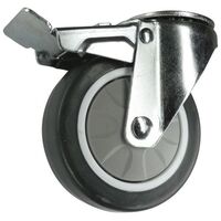 Light/medium duty swivel castor with total-stop brake, thermoplastic rubber tyre & nylon centre - bolt hole fixing