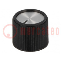 Knob; with pointer; aluminium,thermoplastic; Øshaft: 6mm; black