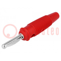 Plug; 4mm banana; 16A; 60VDC; red; 3mΩ; 1.5mm2; nickel plated
