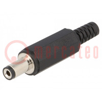Plug; DC supply; female; 5.5/2.1mm; with strain relief; for cable