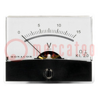 Voltmeter; op paneel; 0÷15V; Klasse: 2; Inw.weerst: 15kΩ; Ø37,5mm