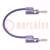 Plug; 4mm banana; 5A; 5kV; violet; Max.wire diam: 3mm; on cable