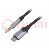 Kábel; Jack 3,5mm dugó,USB B micro dugó; nikkelezett; 2m; fekete