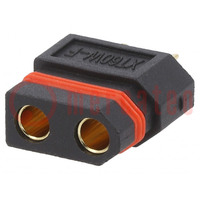 Plug; DC supply; XT60; female; PIN: 2; for cable; soldering; black