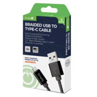 USB - TYPE C BRAIDED CABLE 3M BLACK