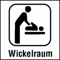 Hängeschild - Wickelraum, Schwarz/Weiß, 20 x 20 cm, Kunststoff