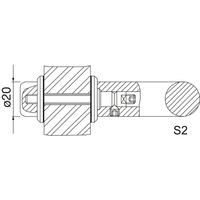 Skizze zu KWS rögzítési tartozék üveg S2 - egyoldalú, M6 x 45, nemesacél