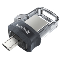 SanDisk Ultra Dual m3.0 pamięć USB 16 GB USB Type-A / Micro-USB 3.2 Gen 1 (3.1 Gen 1) Czarny, Srebrny, Przezroczysty