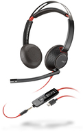 POLY Blackwire 5220 Headset Bedraad Hoofdband Oproepen/muziek USB Type-C Zwart, Rood