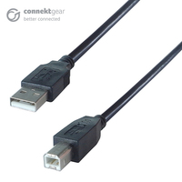 connektgear 3m USB 2 Connector Cable A Male to B Male - High Speed - PACK OF 2