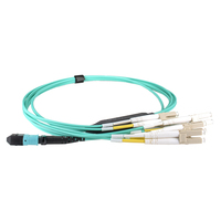 Cablenet 20m OM3 MPO (F) to 4X LC (DX) QSFP Breakout Aqua Cable Method B