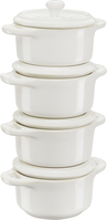 Cocotte Set, 4-tlg, rund, Keramik, Elfenbein-Weiß, Serie: Ceramique. Marke: