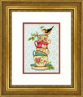 Counted Cross Stitch Kit: Stacked Tea Cups