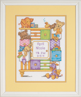 Counted Cross Stitch Kit: Birth Record: Baby Drawers