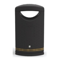 Pioneer Hooded Litter Bin - 130 Litre - Navy Blue with Gold Banding