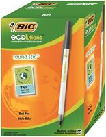 Bic Ecolutions Round Stic Ballpoint Pen Recycled 1mm Tip 0.32mm Line Black (Pack 60)