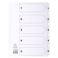Exacompta Index 1-5 A4 160gsm Card White with White Mylar Tabs