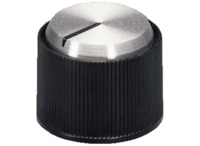 Drehknopf, 6 mm, Kunststoff, schwarz/silber, Ø 18.2 mm, H 14.2 mm, A1318260