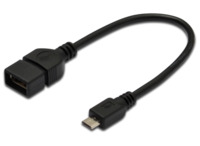 USB 2.0 Adapterleitung, Micro-USB Stecker Typ B auf USB Buchse Typ A, 0.2 m, sch
