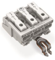 Netzanschlussklemme, 3-polig, 0,5-2,5 mm², Klemmstellen: 15, weiß, Push-in-Draht