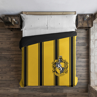 FUNDA NÓRDICA CON BOTONES 100% ALGODÓN MODELO HUFFLEPUFF RAYAS PARA CAMA DE 80 (140X200 CM.)